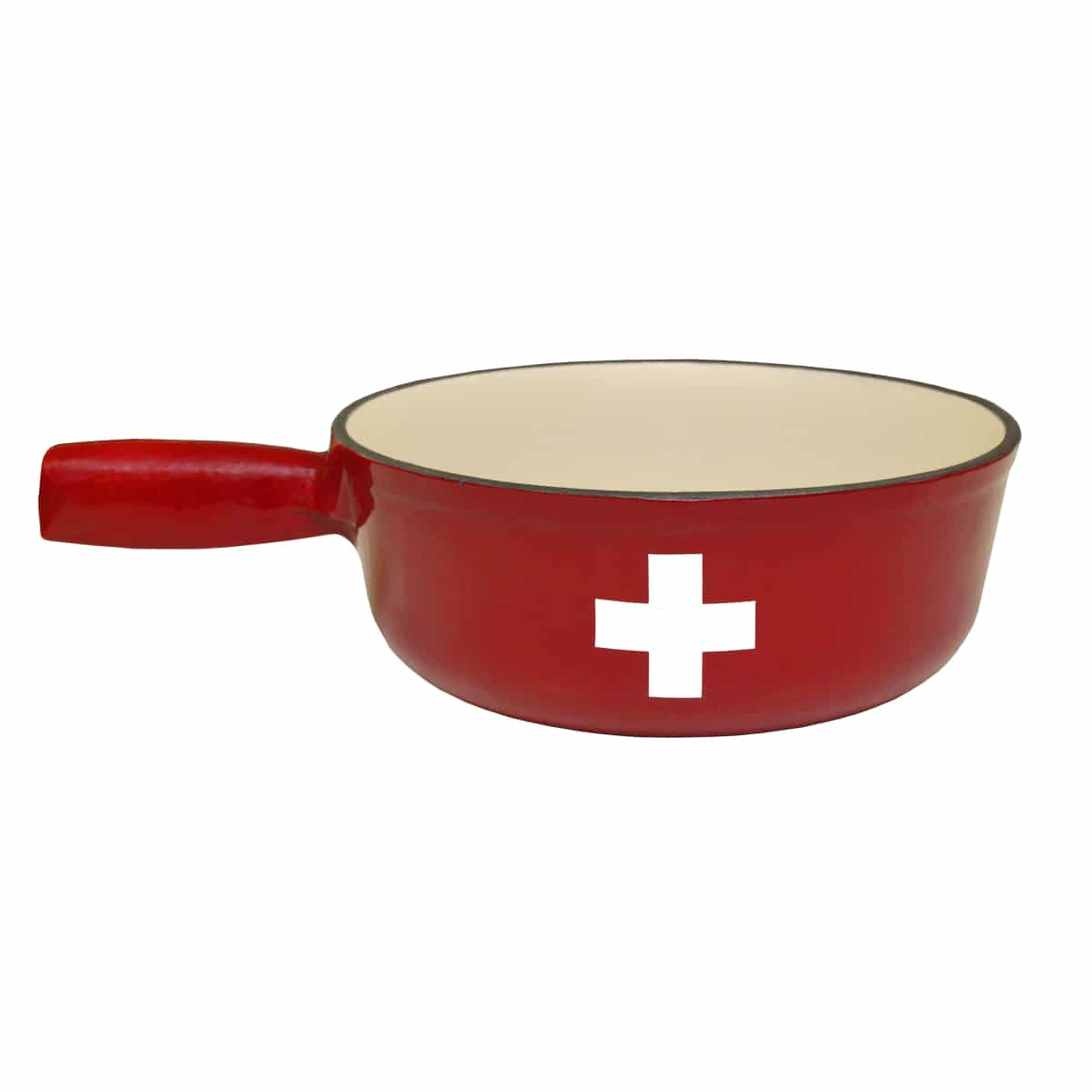 Caquelon à fondue Croix suisse fonte rouge Heidi Cheese Line