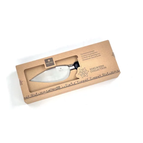 Heidi Cheese Line Parmesanmesser mit Edelweiss-Kropf - Handgriff aus Buche + 3 Nieten - 188 mm