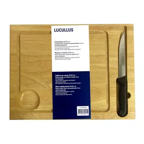 Fleischbrett mit Lucullus Messer von Schwarz in Geschenkverpackung